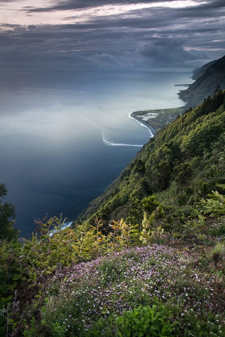 mountain, island, sea