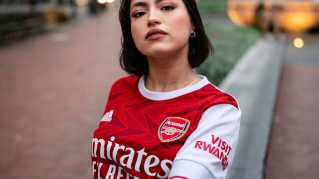 Woman Posing in Arsenal T-shirt