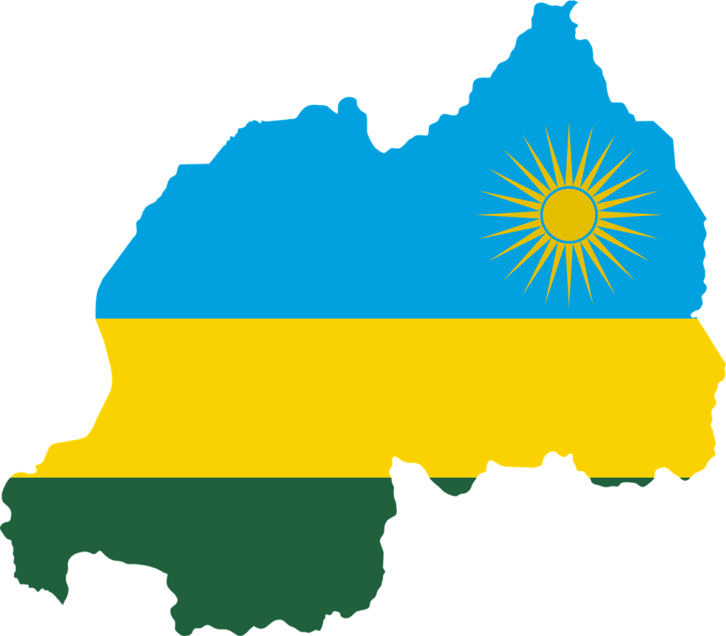 rwanda, flag, map