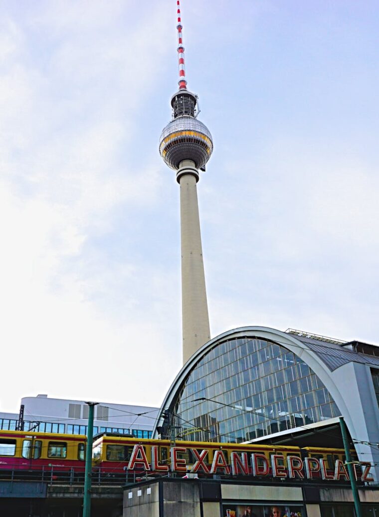 Iconic Fernsehturm tower located in Alexanderplatz, Berlin, Germany.