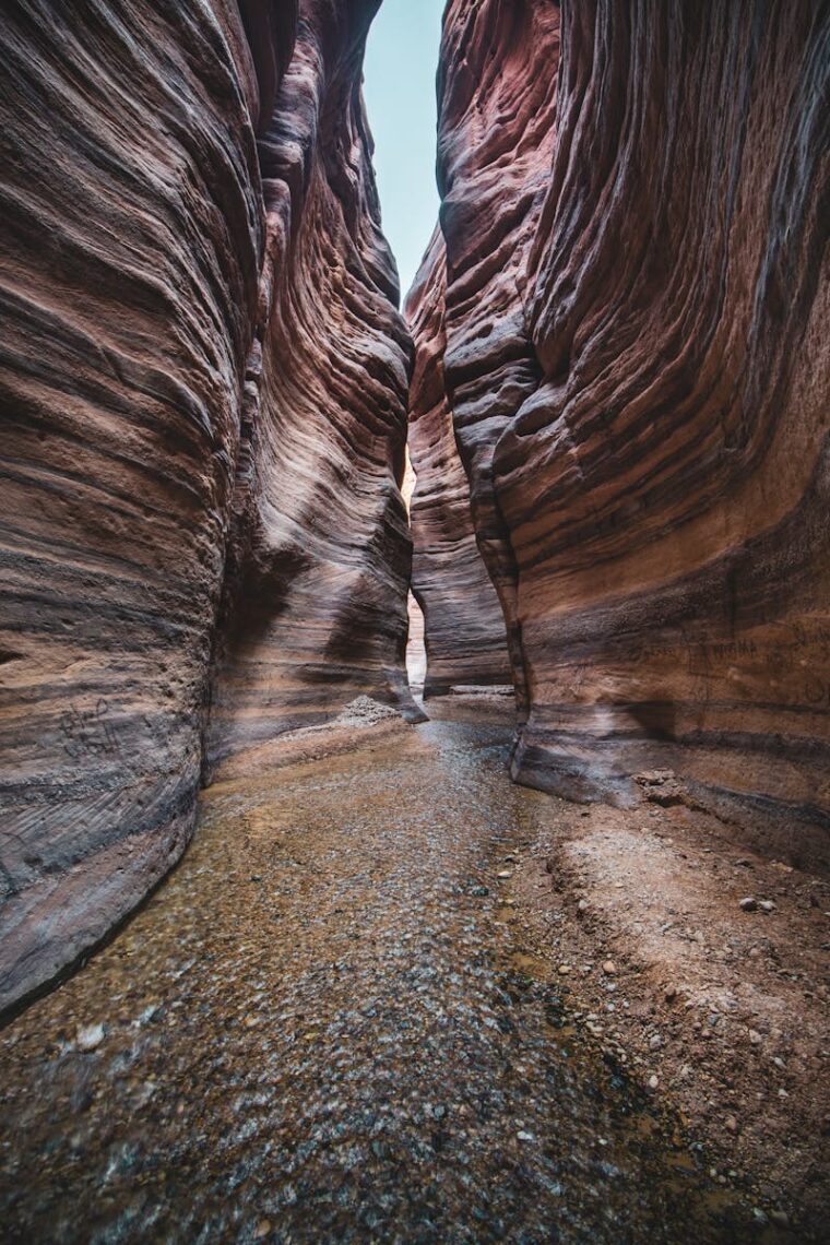 Breathtaking view of a narrow sandstone canyon in Karak Governorate, Jordan.