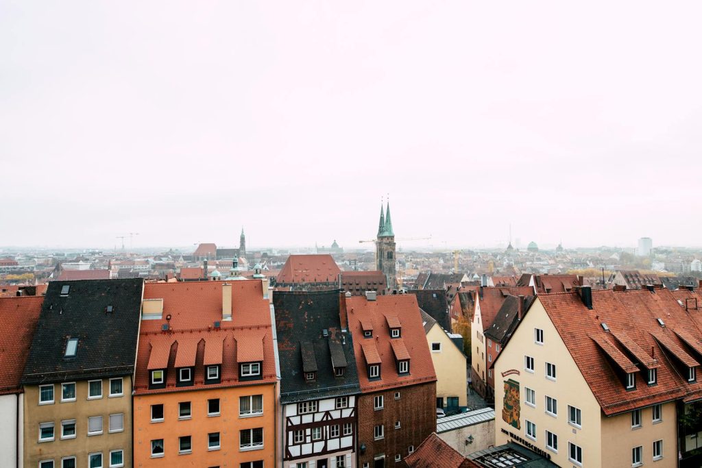 Discover the charming rooftops and historical skyline of Nuremberg, Germany.